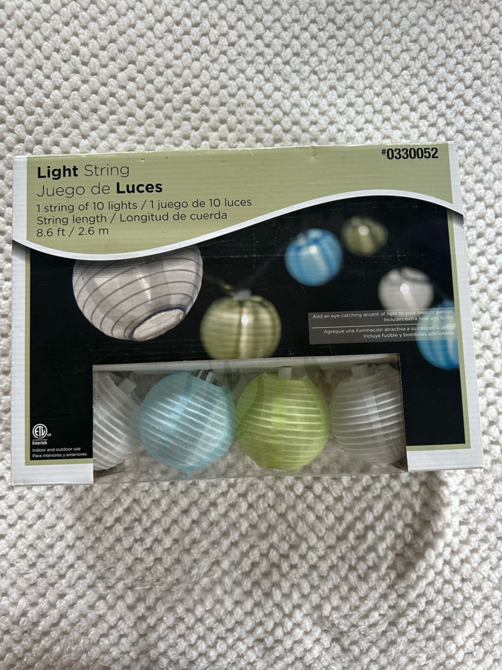 Light String Paper Lanterns - Blue, Green, White